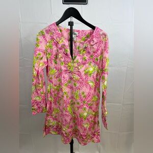 Vintage Lilly Pulitzer The Lilly Monkey Print Pink Green Dress Size XS